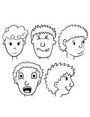 Cartoon Portrait Faces Heads Vector Illustration Art Set
