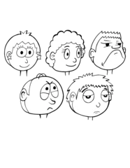 Photo sur Plexiglas Dessin animé Cartoon Portrait Faces Heads Vector Illustration Art Set