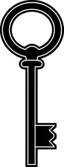 Key silhouette icon in black color. Vector template for laser cutting wall art.