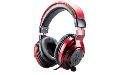 Red Color Stylish Gaming Headset on White or PNG Transparent Background.