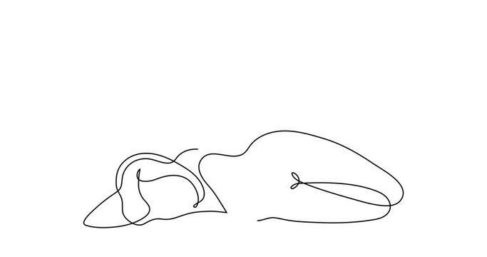 Naked woman and musical treble clef and note one line art animation, hand drawn lady figure continuous contour drawing motion.Love music concept,minimalist outline video.4k self-drawing movie