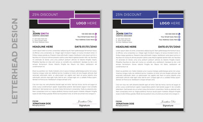 Modern corporate clean and professional business letterhead design template with color variation and bundle