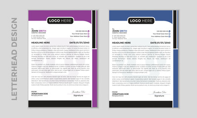 Modern corporate clean and professional business letterhead design template with color variation and bundle