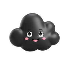 3d black cloud computing concept on isolated transparent background png. generated with AI