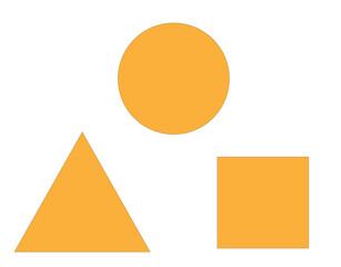 triangle circle and square of peach color on a white background