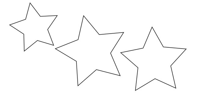 three stars black outline on white background