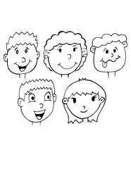 Cartoon Portrait Faces Heads Vector Illustration Art Set