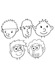 Fotobehang Cartoon Portrait Faces Heads Vector Illustration Art Set © Blue Foliage