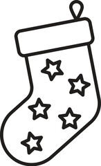 Christmas stocking line icon, new year and merry christmas, xmas sock icon, gift stocking graphics, editable stroke outline sign