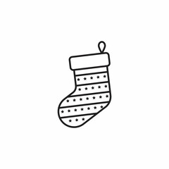 Christmas stocking line icon, new year and merry christmas, xmas sock icon, gift stocking graphics, editable stroke outline sign