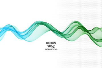 Blue green abstract wave on white background, transparent smooth wave design