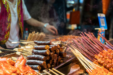 Barbecue stalls in the food street