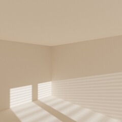 brown empty room with window shadow, 3D rendering