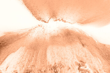 Epoxy resin paint, abstract background. Demonstrating the colors of 2024 - Peach Fuzz.