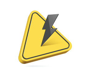 Yellow warning triangle sign with black edges to be careful of high voltage or about electrical leakage which may cause harm to people