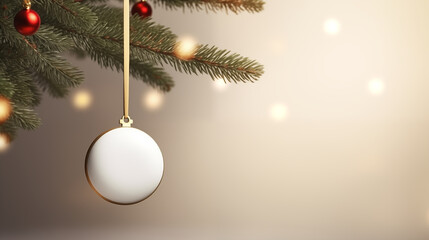 Chic Christmas Charm: Small White Disk on Gold Strip with Copy Space