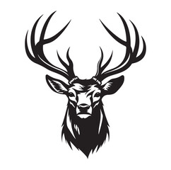 Deer head silhouette vector Illustration, 
