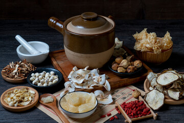 Chinese medicinal herbs for nourishing the body on the desktop