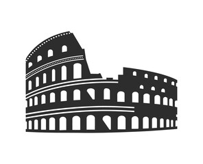 A black silhouette vector of the majestic Colosseum in Rome