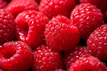 Lots of raspberries with drops of water.. High quality photo. Close up.