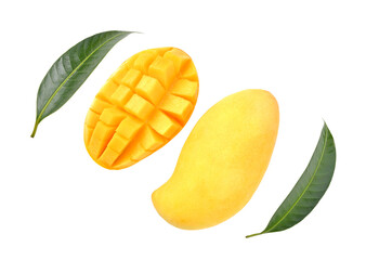 Fresh yellow mango on transparent png