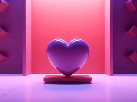 Red Heart shaped object in a heart shaped box in a purple background, Valentines day background. Be my valentine theme. Valentine celebration concept greeting card hearts