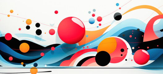 Dynamic and colorful abstract background with wave patterns and spheres