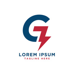 Letter G Logo monogram with Lightning bolt electrical sign design modern concept