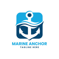 Marine Anchor Logo design Modern minimal Concept for Marine industry ocean and ships