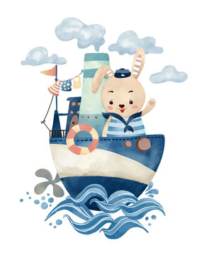 recommend clip art: Sailor bunny on the boat