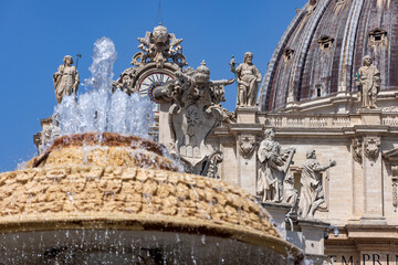 one of the two fountains on St. Peter's Square in Vatican City, created by Carlo Maderno...