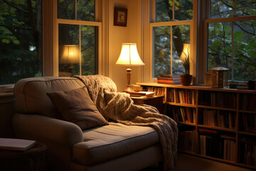 Unwinding With Good Book In Cozy Corner Ultrarealistic