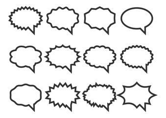 Set talk bubbles speech vector. Blank empty bubble icon design elements. Chat on line symbol template. Collection dialogue balloon stickers silhouette. 