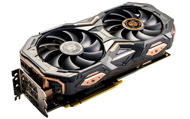 Lovely Small High End Graphics Card for Gaming on White or PNG Transparent Background.