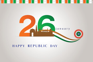 Republic day poster design | 26th January | Indian Flag happy Republic Day template, poster, promotions, Republic day post, card, banner. vector illustration design Happy republic day India  - obrazy, fototapety, plakaty