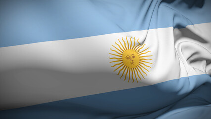 Close-up view of Argentina national flag fluttering in the wind. - obrazy, fototapety, plakaty