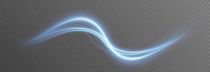 Vector blue glowing lines png. Magic lines of light. Speedy twisted lines. Light trail, glowing waves. Movement of energy flow. Light effect. PNG.