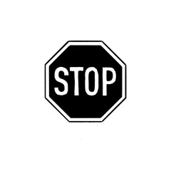 Stop sign (traffic), black pencil, hand drawn illustration (transparent PNG)