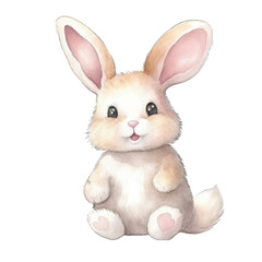 Obraz premium Cute white bunny, Easter illustration, watercolor. Isolated on transparent background