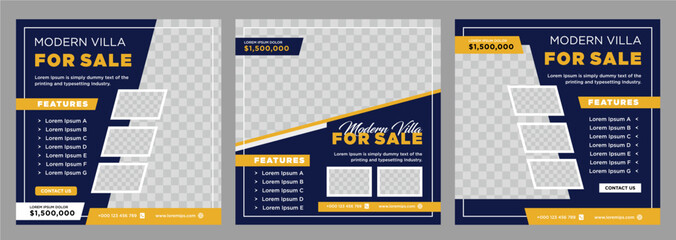 Real estate house social media post or square banner template