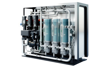 Fascinating Modern Industrial Water Machine on White or PNG Transparent Background.
