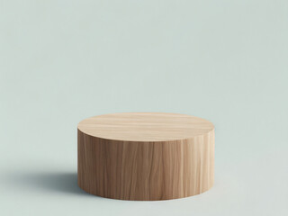 Empty wooden 3d cylinder pedestal podium, Minimal scene for cosmetic display