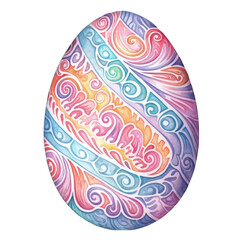 Intricate Ukrainian Easter egg, Easter illustration, watercolor. Isolated on transparent background