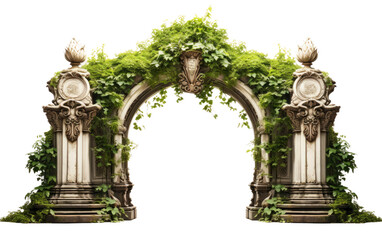 Decorated Green Park Archway with Welcome on White or PNG Transparent Background.