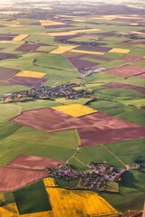 Paris, France - April 25, 2012 : The countryside nearing paris airport is agricultural ground in...
