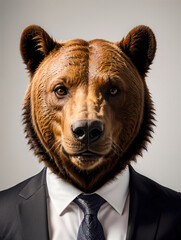 Brown bear in a business suit