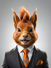 Red squirrel in a business suit
