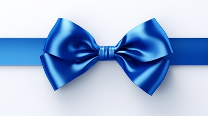 a sophisticated rendering of a blue ribbon and bow, carefully displayed on a backdrop of pure white