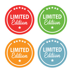 Red, green, blue and orange sticker with inscription Limited Edition and with curled edges.