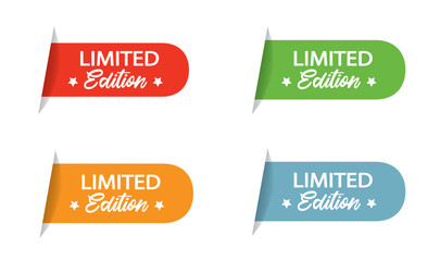 Red, green, blue and orange sticker with inscription Limited Edition and with curled edges.